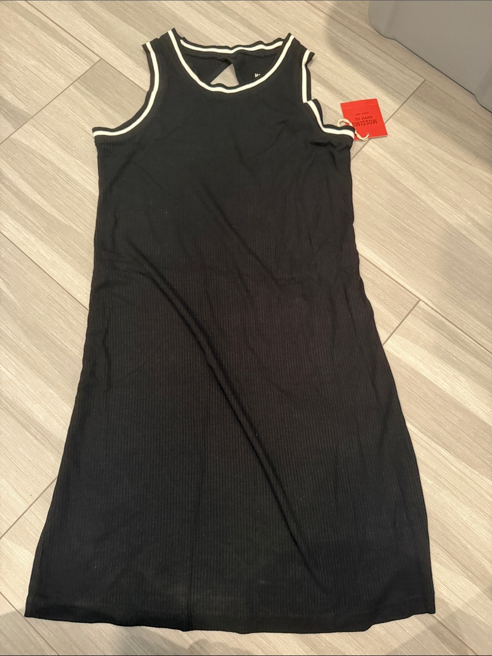 Mossimo Supply Co. Black Ribbed Midi Dress with White Trim